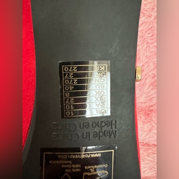 🎉HP🎉Forever 21 Red Velvet Gold Heart Studded Flats Size 10 - Picture 11 of 15